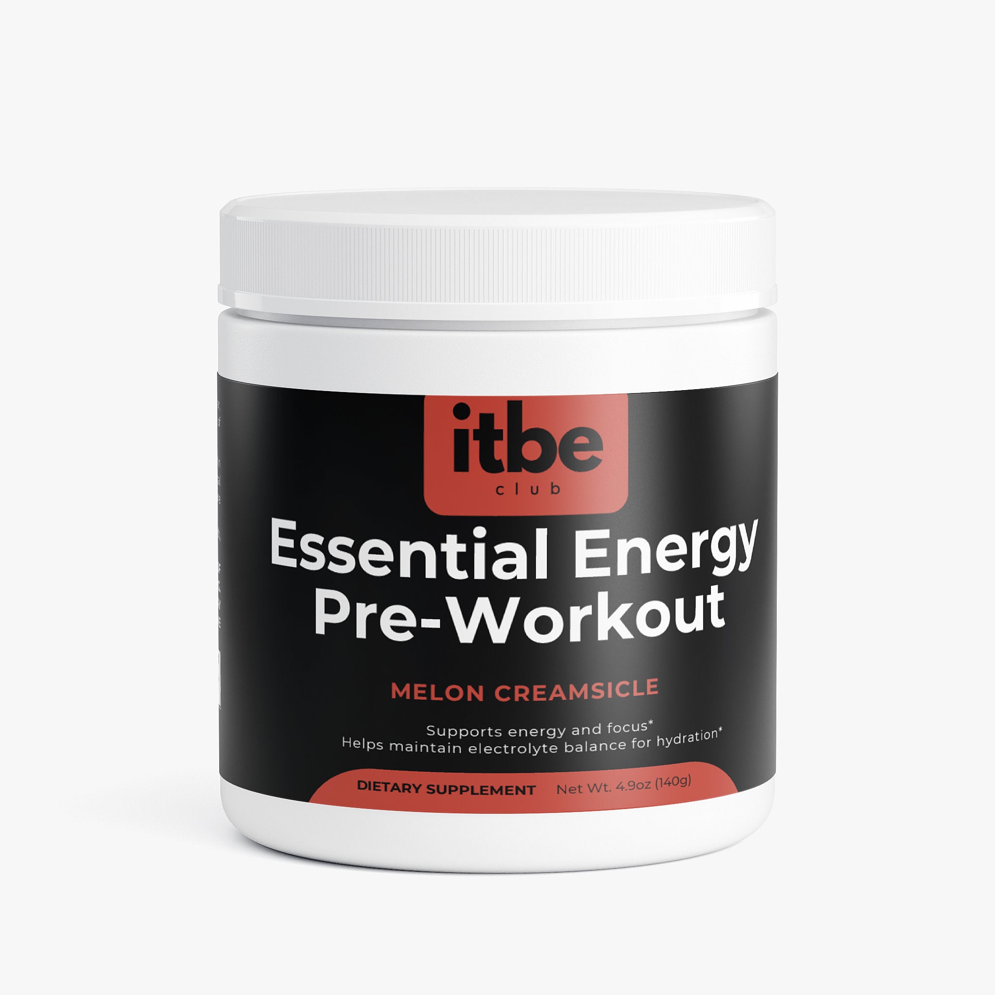 Essential Energy Pre-Workout — Melon Creamsicle | Sugar-Free Clean Focus with Caffeine, L-Theanine, Electrolytes & B-Vitamins (140 g)