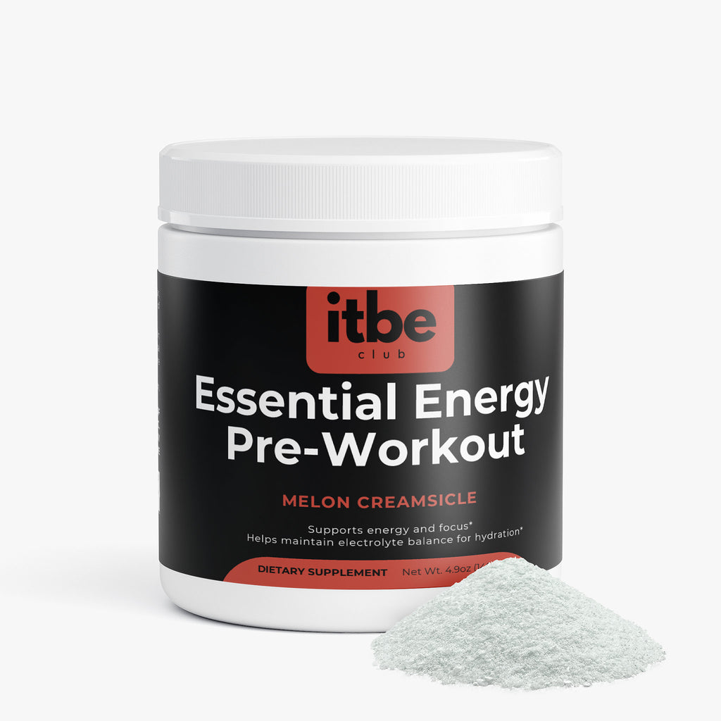 Essential Energy Pre-Workout — Melon Creamsicle | Sugar-Free Clean Focus with Caffeine, L-Theanine, Electrolytes & B-Vitamins (140 g)