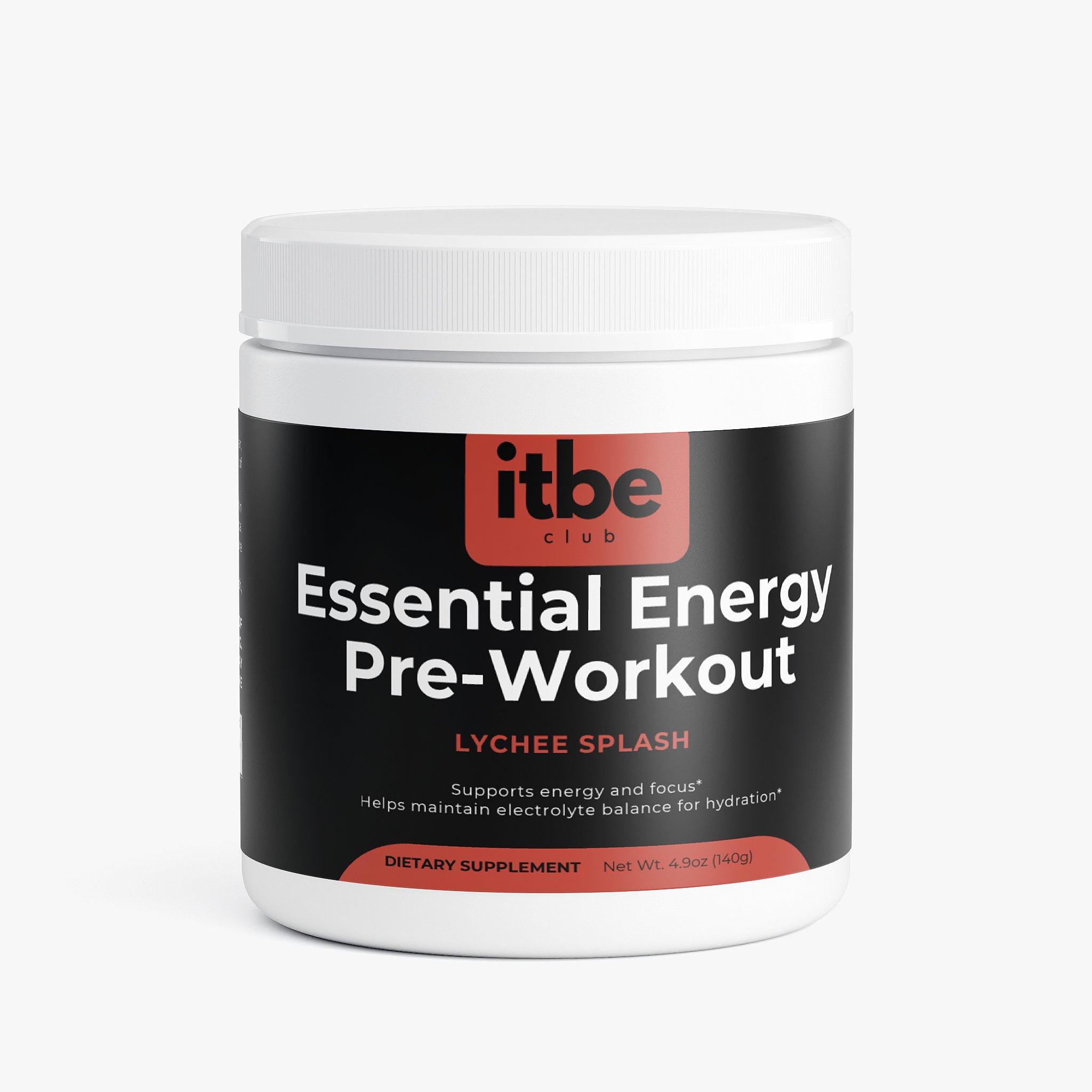 Essential Energy Pre-Workout — Lychee Splash | Sugar-Free Clean Energy with Caffeine, L-Theanine, Electrolytes & B-Vitamins (140 g)