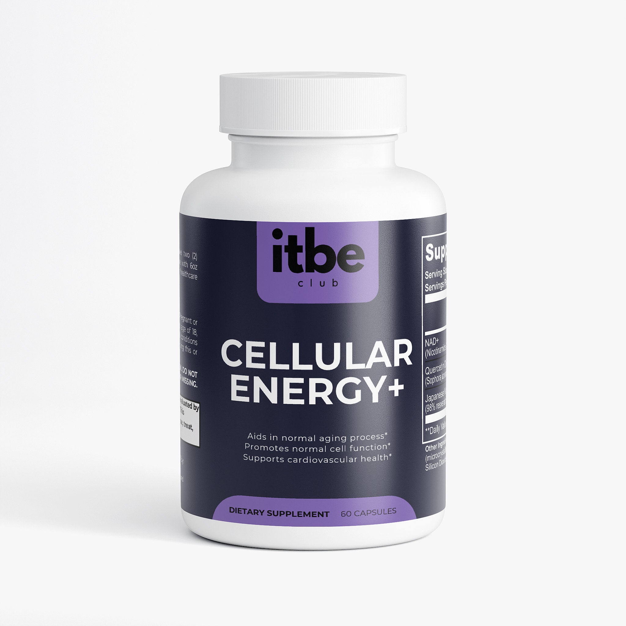 Cellular Energy+ — NAD+ 500 mg with Quercetin & Resveratrol | Daily Cellular & Metabolic Support (60 caps)