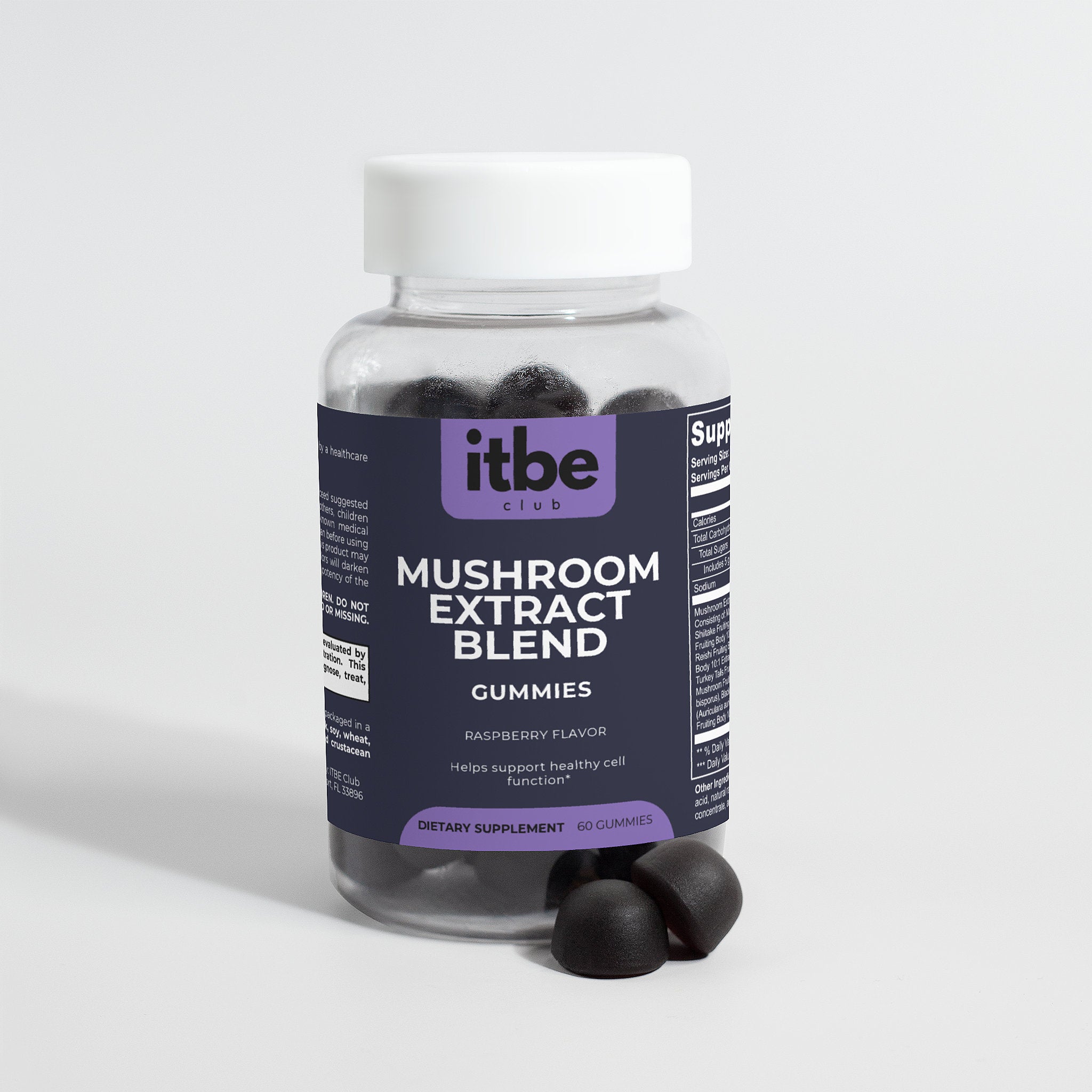 Mushroom Extract Blend — 10-Mushroom Complex Gummies (Raspberry, 60 ct)