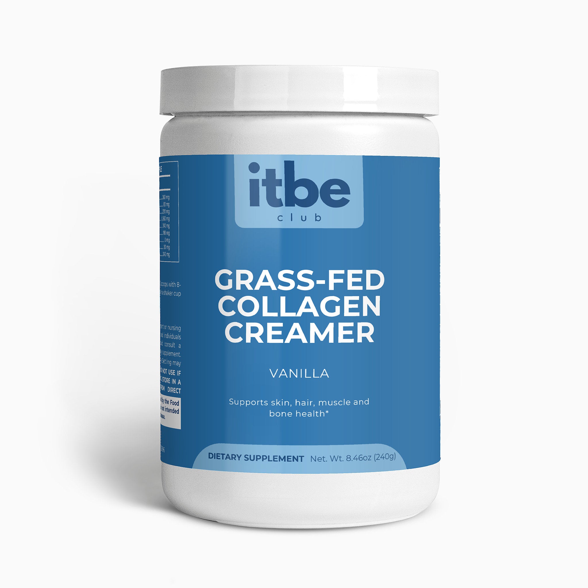 Grass-Fed Collagen Creamer — Vanilla | Types I & III Hydrolyzed Peptides + MCTs for Skin, Hair & Joint Support (240 g)