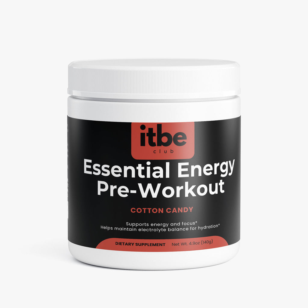 Essential Energy Pre-Workout — Cotton Candy | Sugar-Free Clean Focus with Natural Caffeine, L-Theanine, Electrolytes & B-Vitamins (140 g)