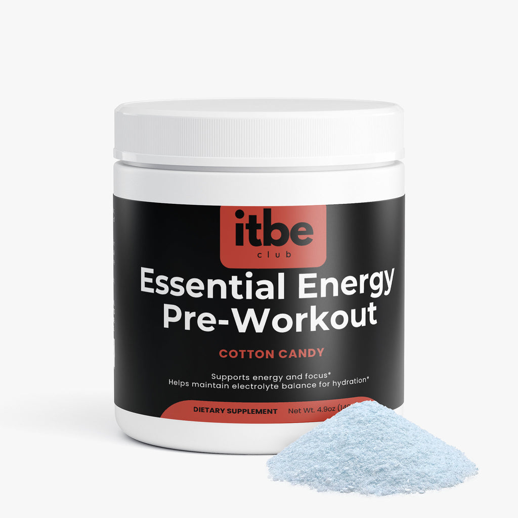 Essential Energy Pre-Workout — Cotton Candy | Sugar-Free Clean Focus with Natural Caffeine, L-Theanine, Electrolytes & B-Vitamins (140 g)