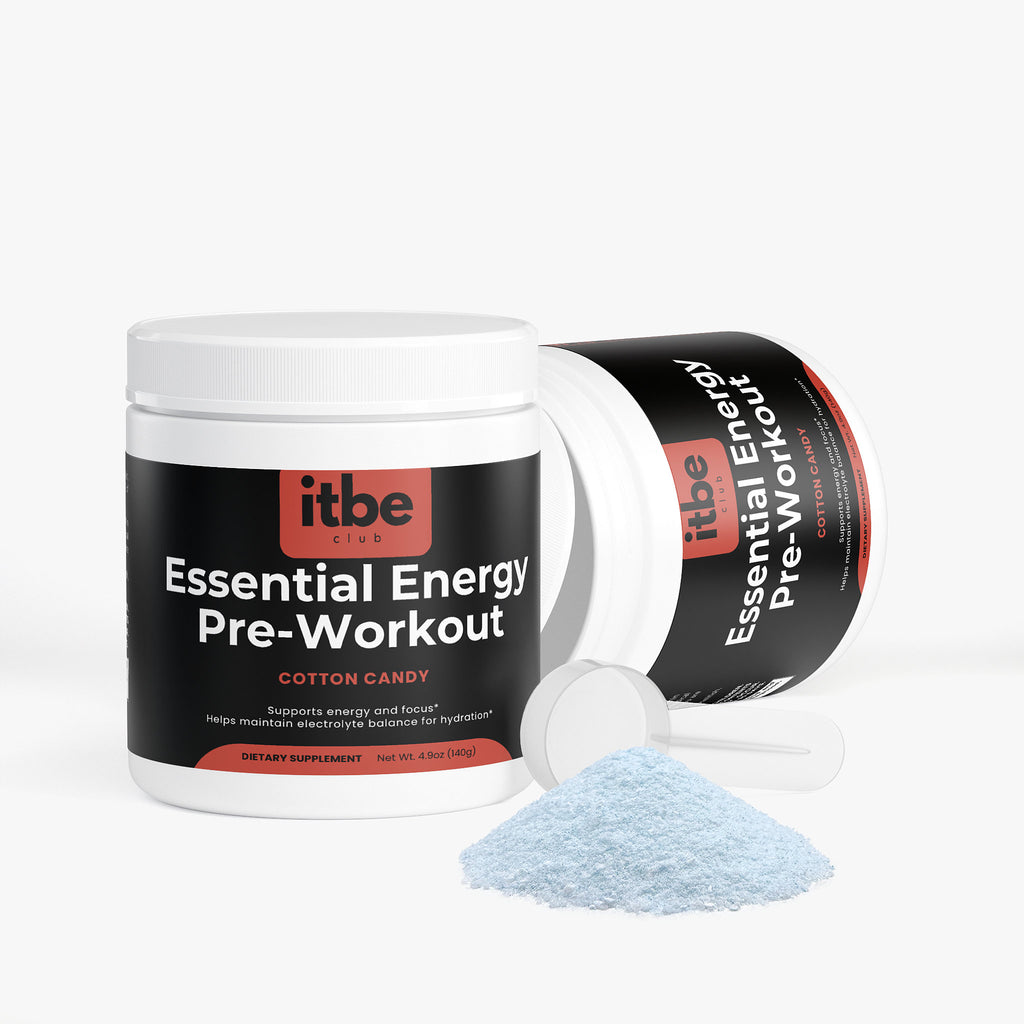 Essential Energy Pre-Workout — Cotton Candy | Sugar-Free Clean Focus with Natural Caffeine, L-Theanine, Electrolytes & B-Vitamins (140 g)