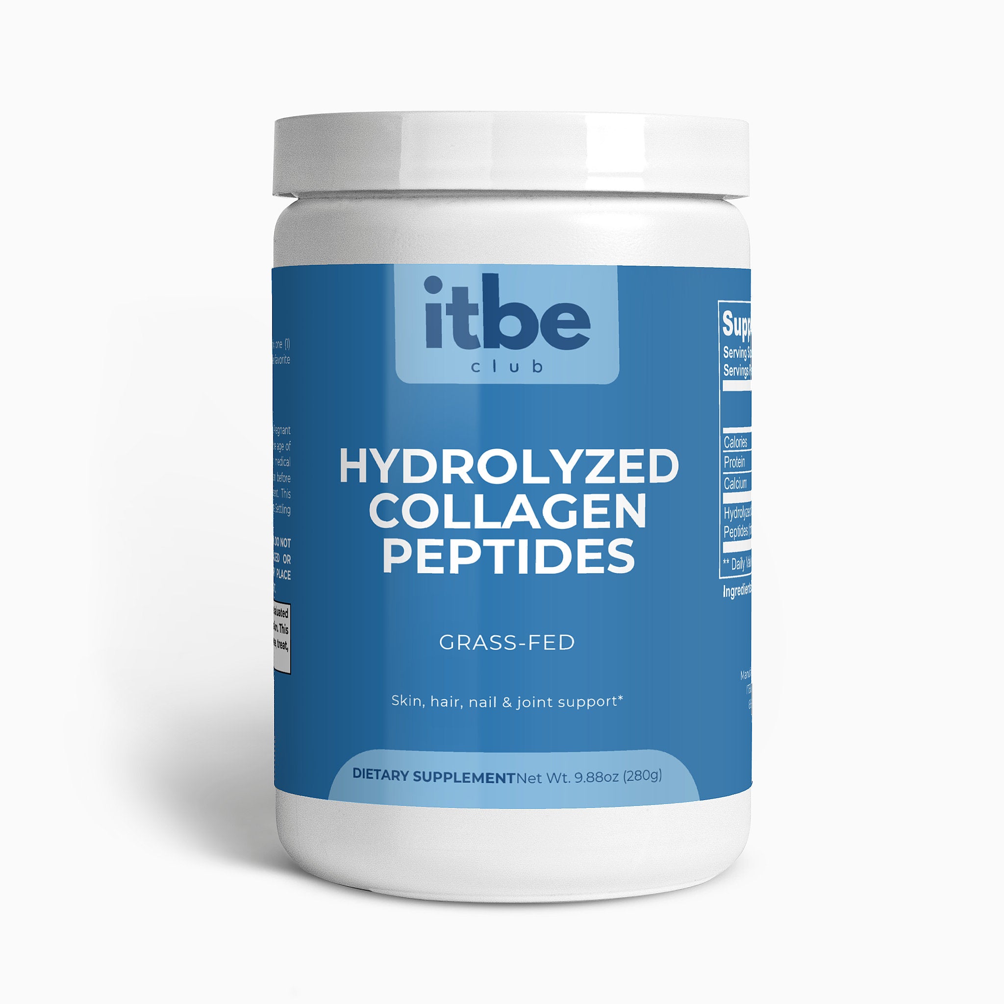 Hydrolyzed Collagen Peptides — Grass-Fed Type I & III for Skin, Hair, Nails, Joints & Bones (Unflavored, 280 g)