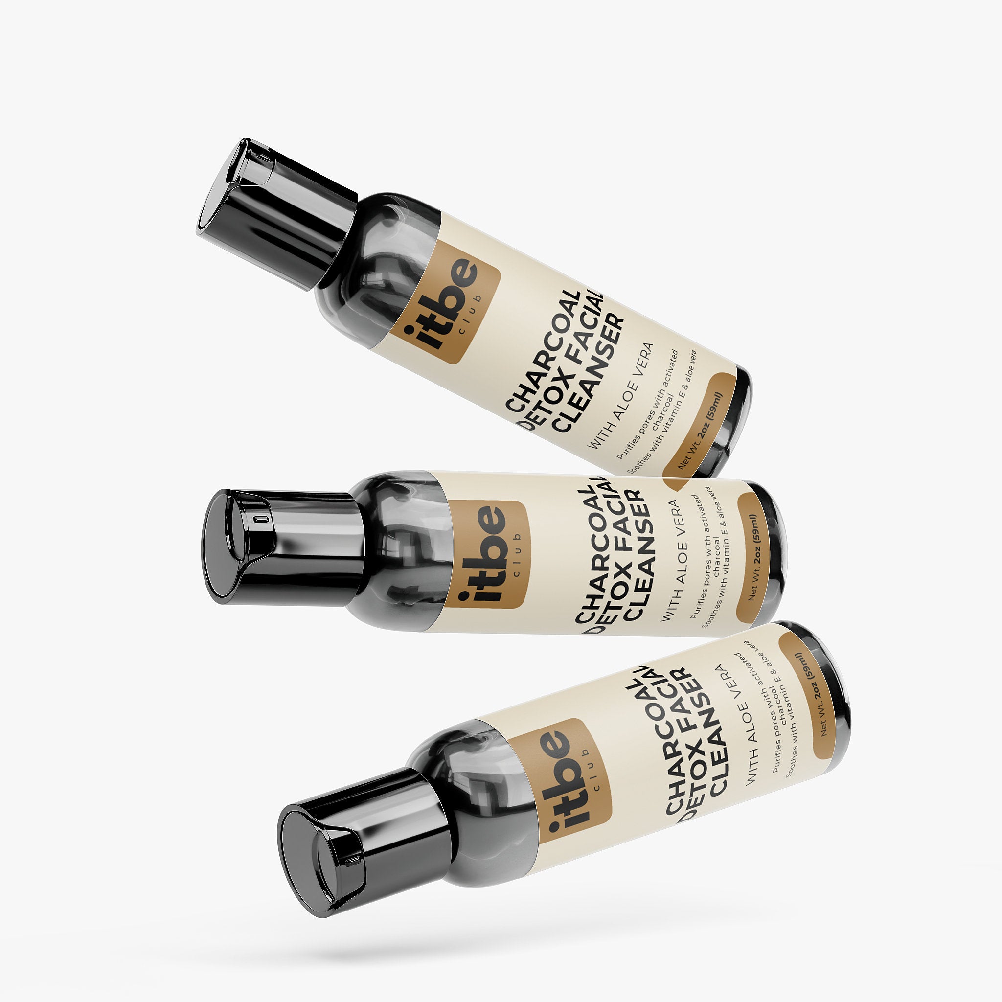 Paraben-Free Charcoal Facial Cleanser — Aloe & Tea Tree | Daily Refreshing, Non-Drying Gel Wash (2 oz)