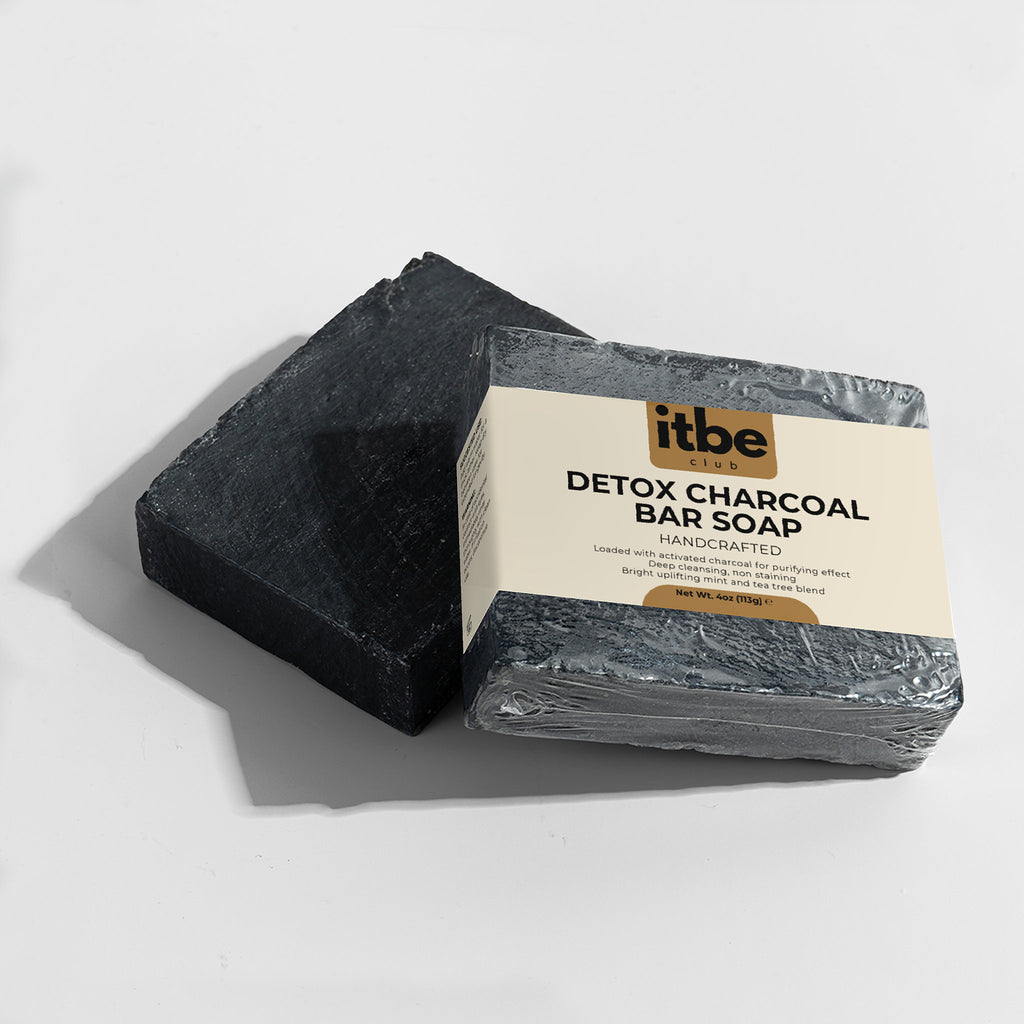Detox Charcoal Bar Soap — Deep Pore Cleanse with Peppermint & Tea Tree | Non-Staining, Face & Body (4 oz)