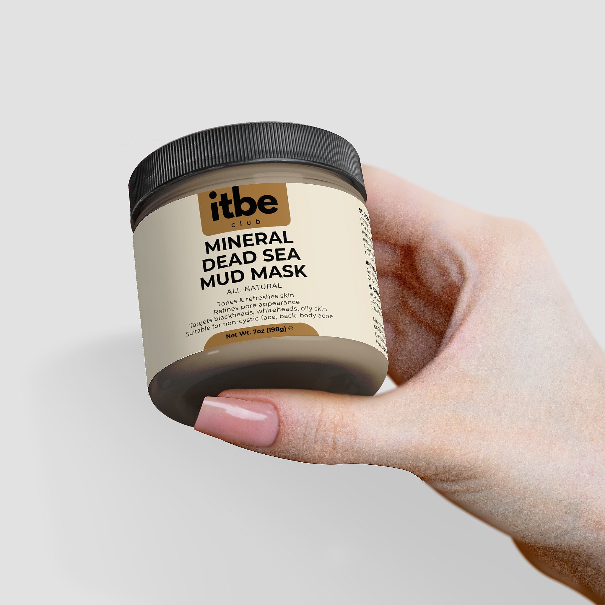 Mineral Dead Sea Mud Mask — Pure Dead Sea Silt & Water | Mineral-Rich Purifying, Pore-Refining Face/Body Mask (7 oz)