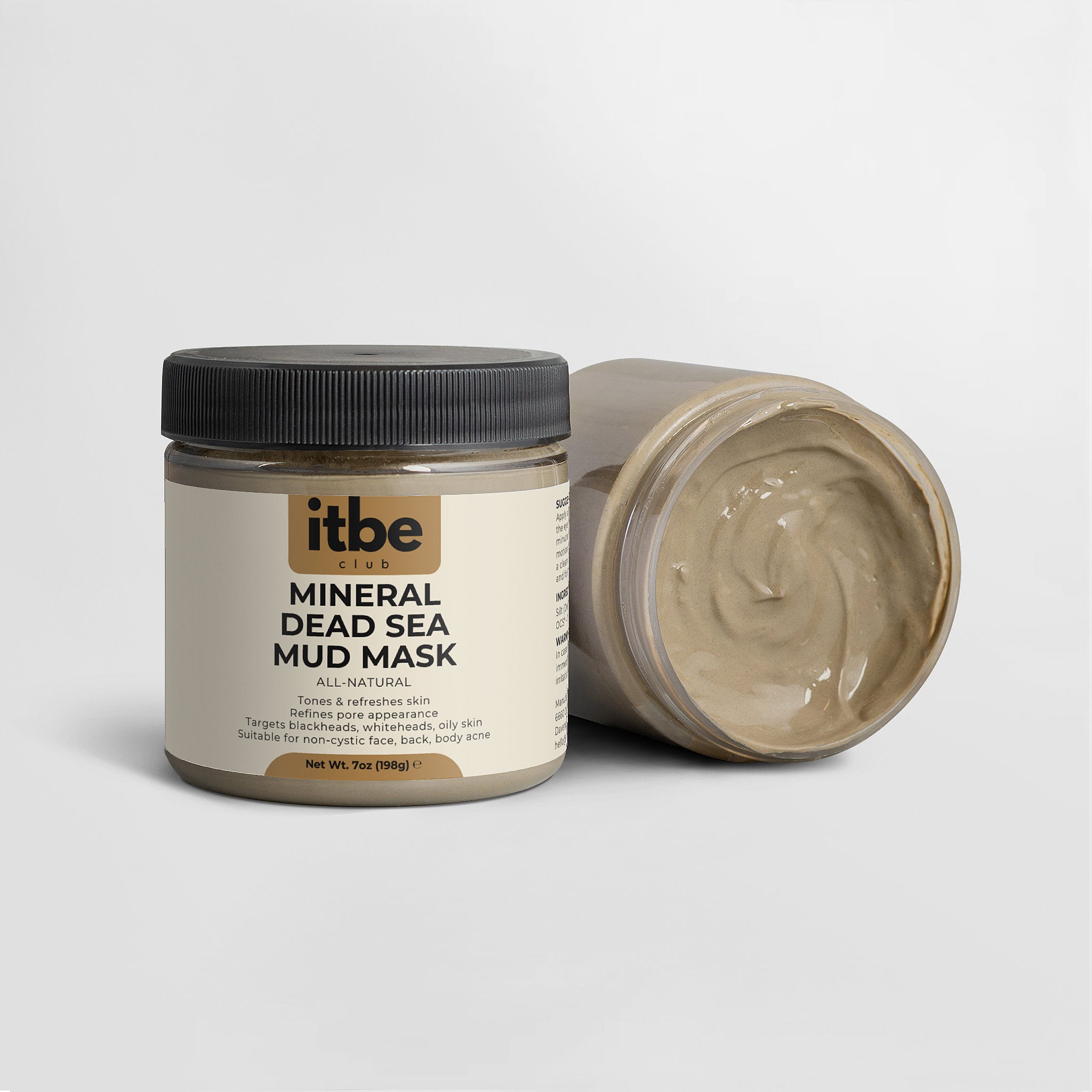 Mineral Dead Sea Mud Mask — Pure Dead Sea Silt & Water | Mineral-Rich Purifying, Pore-Refining Face/Body Mask (7 oz)