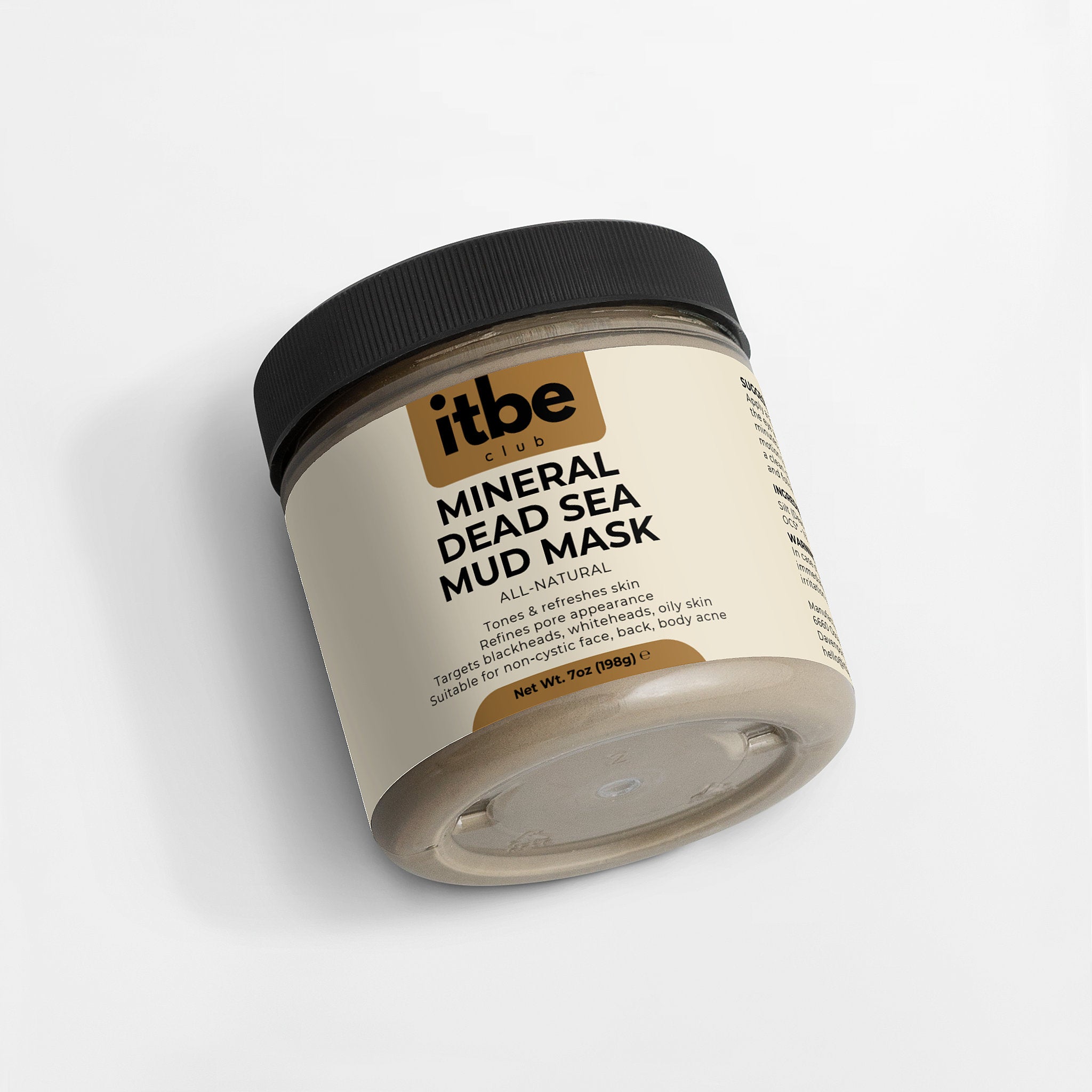 Mineral Dead Sea Mud Mask — Pure Dead Sea Silt & Water | Mineral-Rich Purifying, Pore-Refining Face/Body Mask (7 oz)