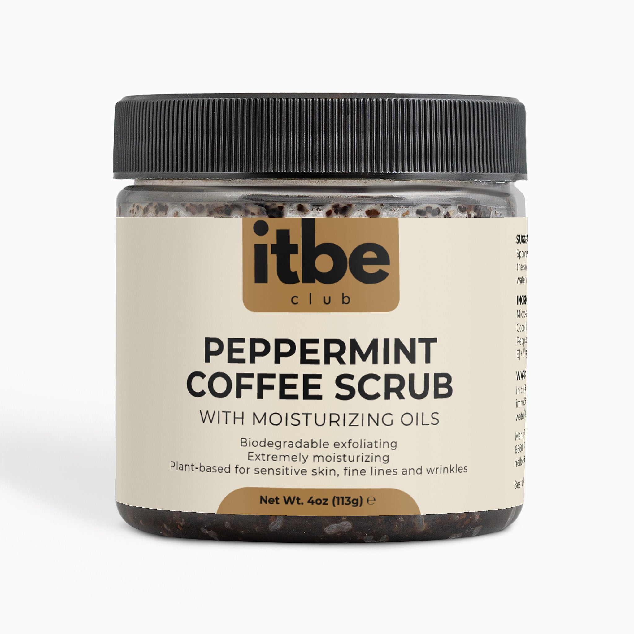 Peppermint Coffee Scrub — Triple Exfoliation with Coffee, Sugar & Sea Salt | Hydrating Oils, Youthful Glow (4 oz)