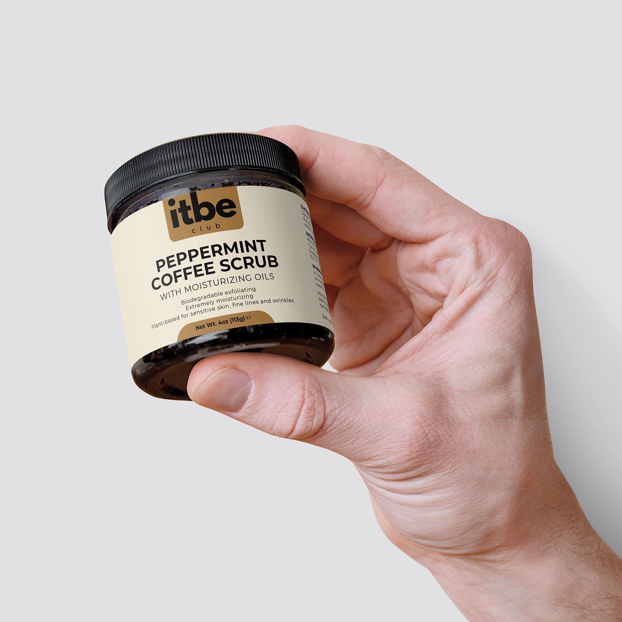 Peppermint Coffee Scrub — Triple Exfoliation with Coffee, Sugar & Sea Salt | Hydrating Oils, Youthful Glow (4 oz)