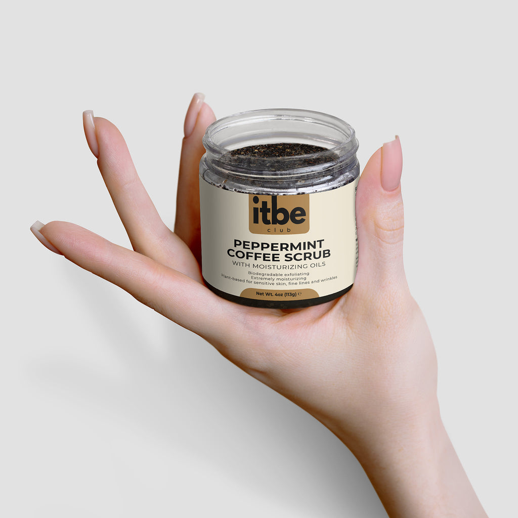Peppermint Coffee Scrub — Triple Exfoliation with Coffee, Sugar & Sea Salt | Hydrating Oils, Youthful Glow (4 oz)
