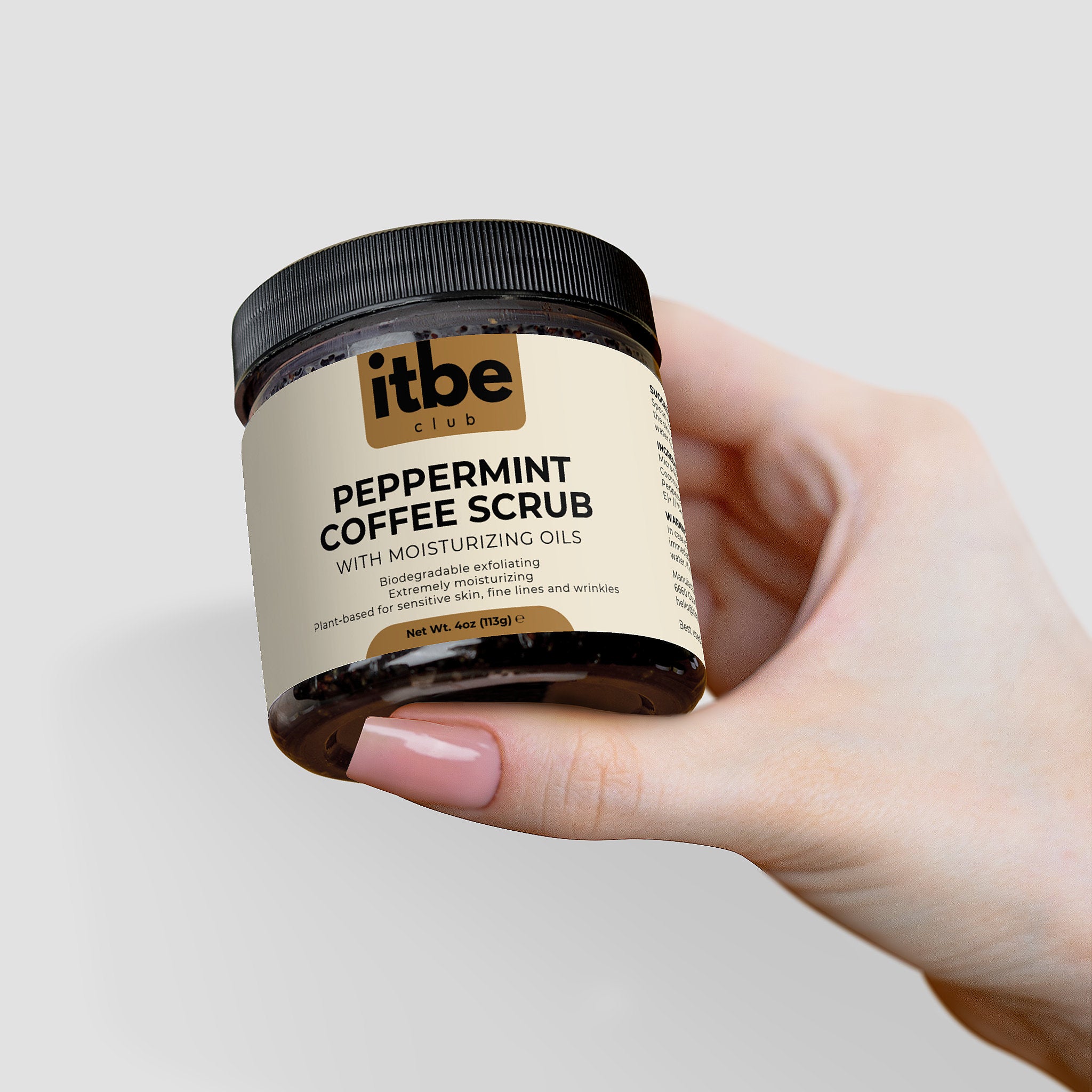 Peppermint Coffee Scrub — Triple Exfoliation with Coffee, Sugar & Sea Salt | Hydrating Oils, Youthful Glow (4 oz)