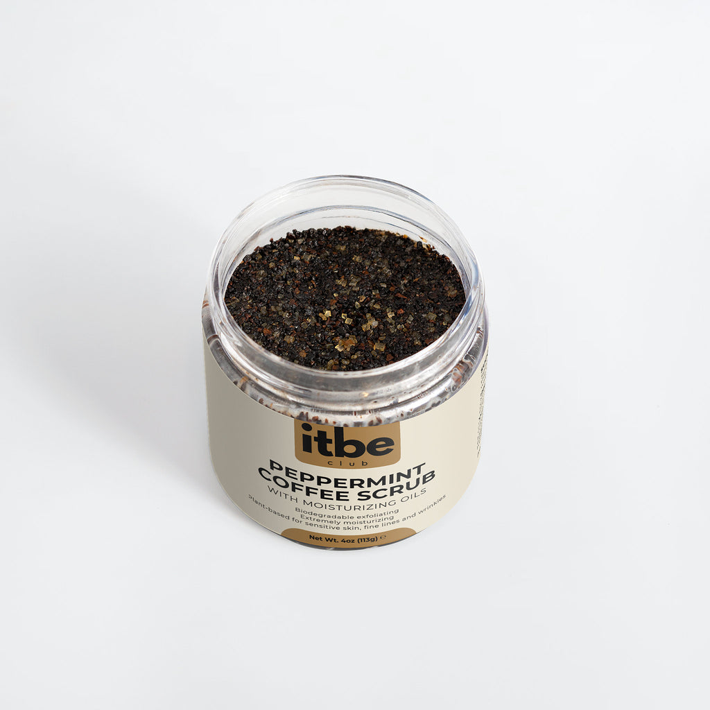 Peppermint Coffee Scrub — Triple Exfoliation with Coffee, Sugar & Sea Salt | Hydrating Oils, Youthful Glow (4 oz)