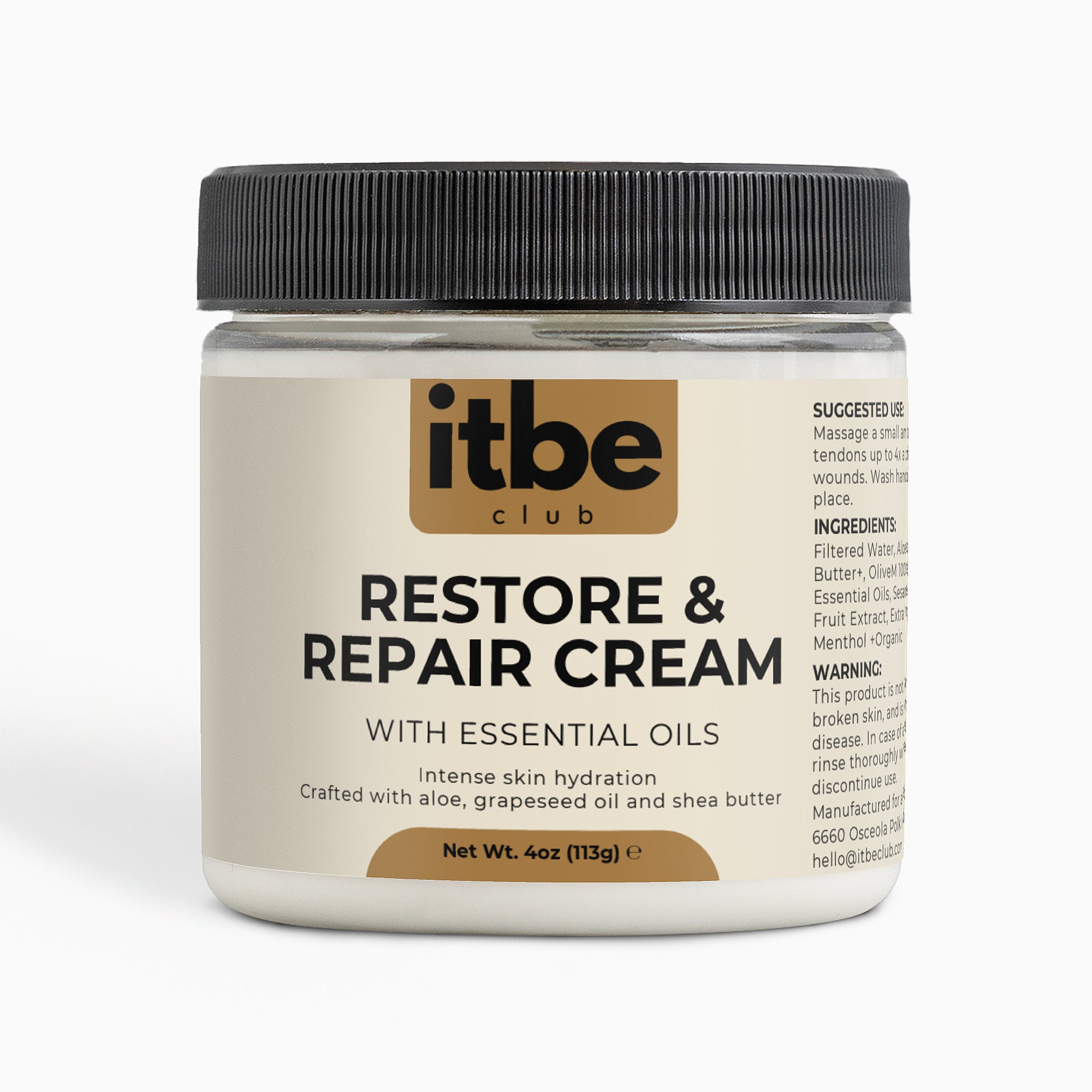 Recovery Cream — Aloe, Shea Butter & Menthol | Silky Hydration, Relaxing Botanical Comfort (4 oz)
