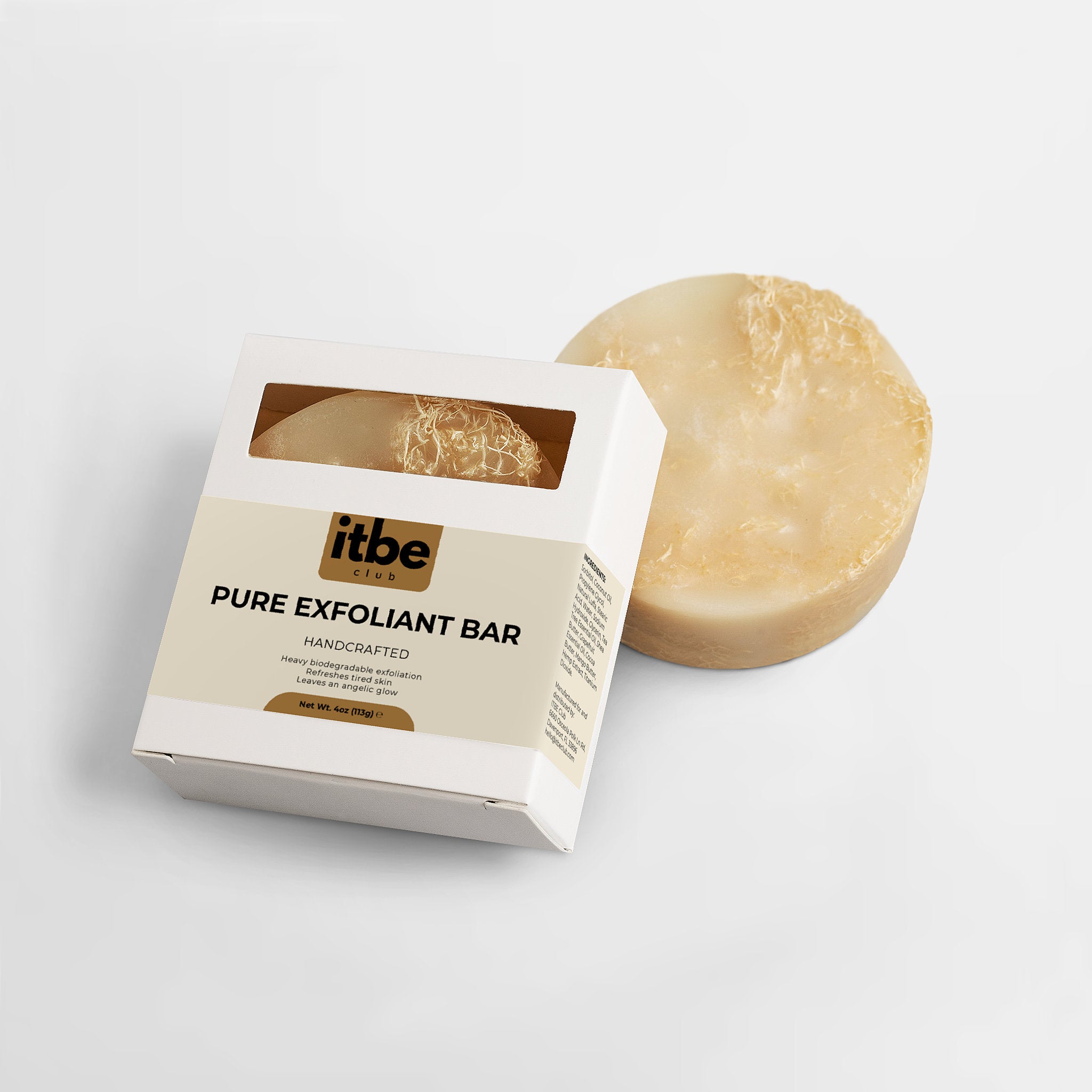 Handmade Exfoliating Hemp & Luffa Bar — Minty Tea Tree, Biodegradable Scrub | Pre-Tan Prep, Revives Tired Skin (4 oz)