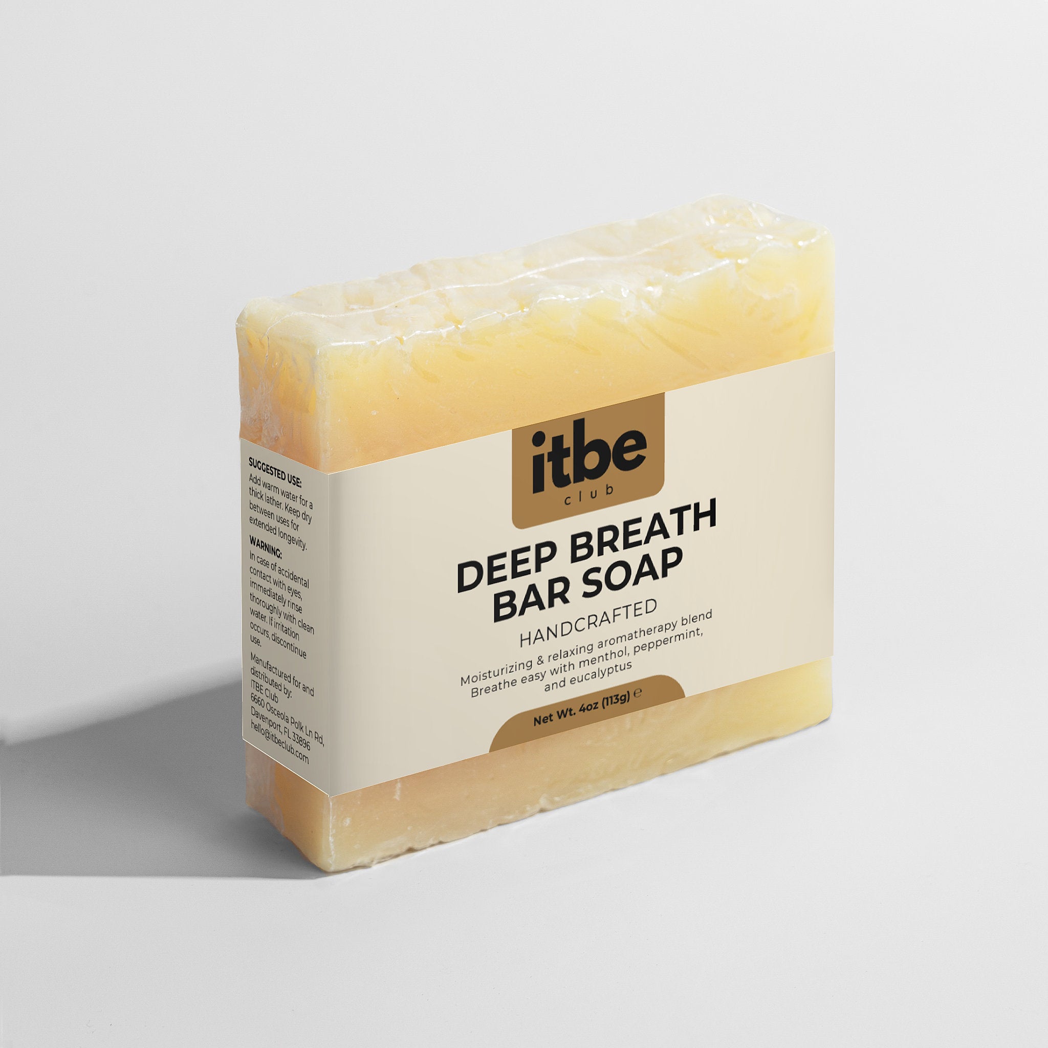 Deep Breath Bar Soap — Eucalyptus, Peppermint & Eucalyptus Aromatherapy | Moisturizing Organic Oils (4 oz)