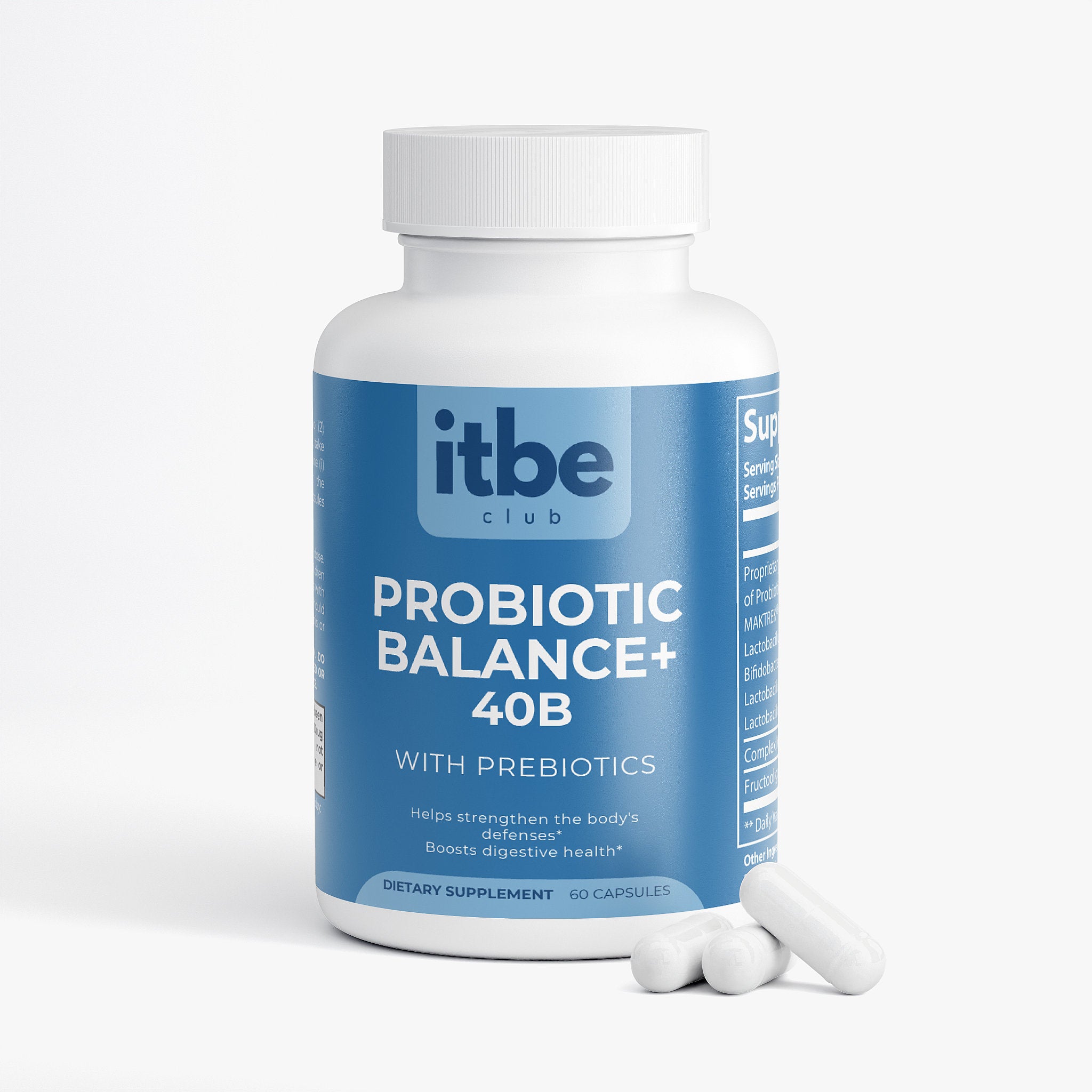 Probiotic Balance+ 40B — 40 Billion with Prebiotics — 4-Strain Daily Gut Support with MAKTREK® Bi-Pass Technology (60 Capsules)
