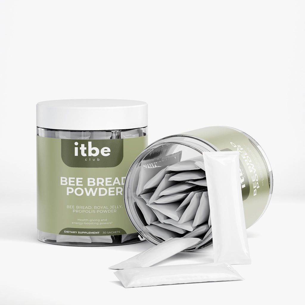 Bee Bread Powder — Bee Bread + Propolis + Royal Jelly with Vitamin C | Daily Hive-Nutrient Sachets (30 Pack)