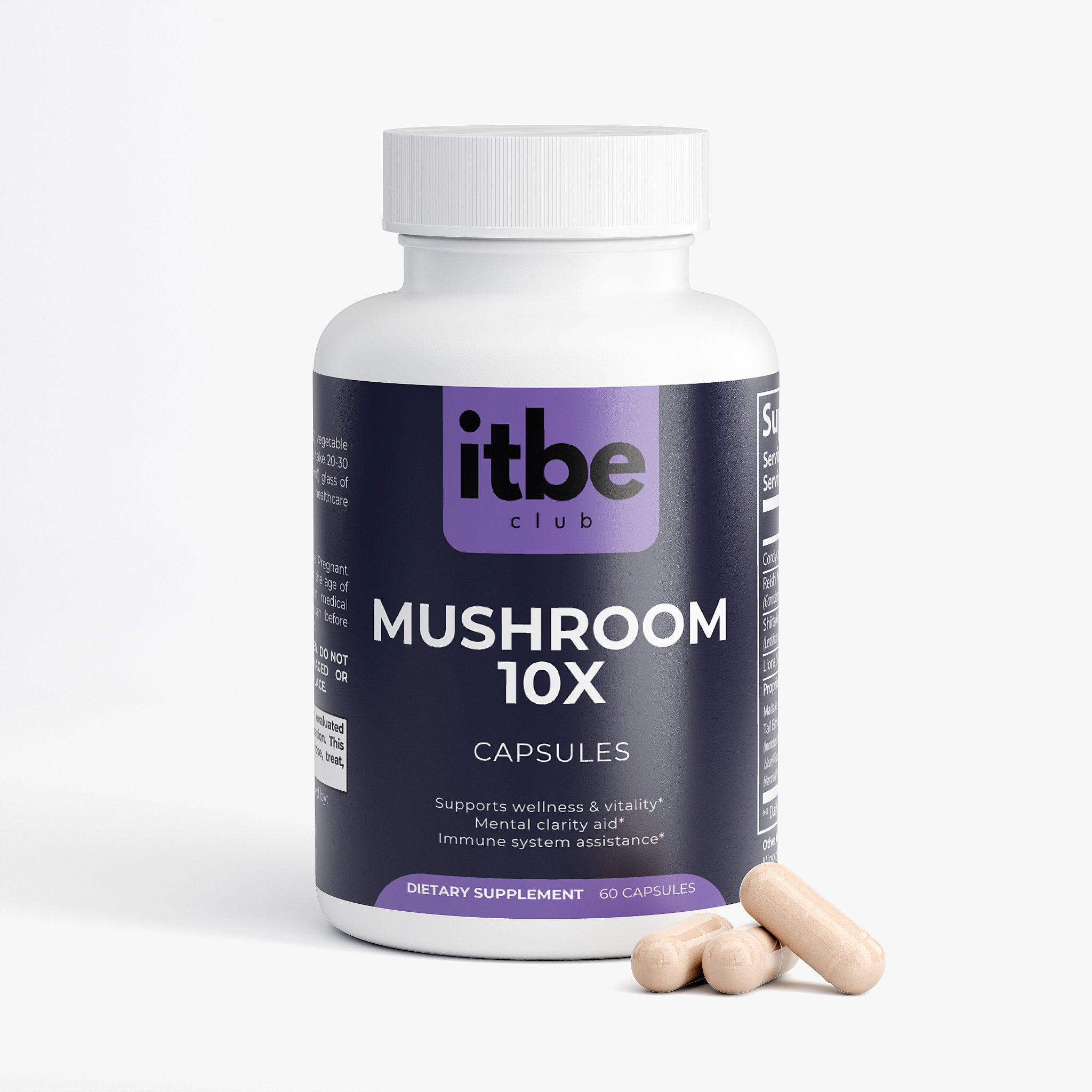 Mushroom 10 X — Ten-Mushroom Adaptogenic Blend | Brain, Immune & Stress Support (60 Capsules)