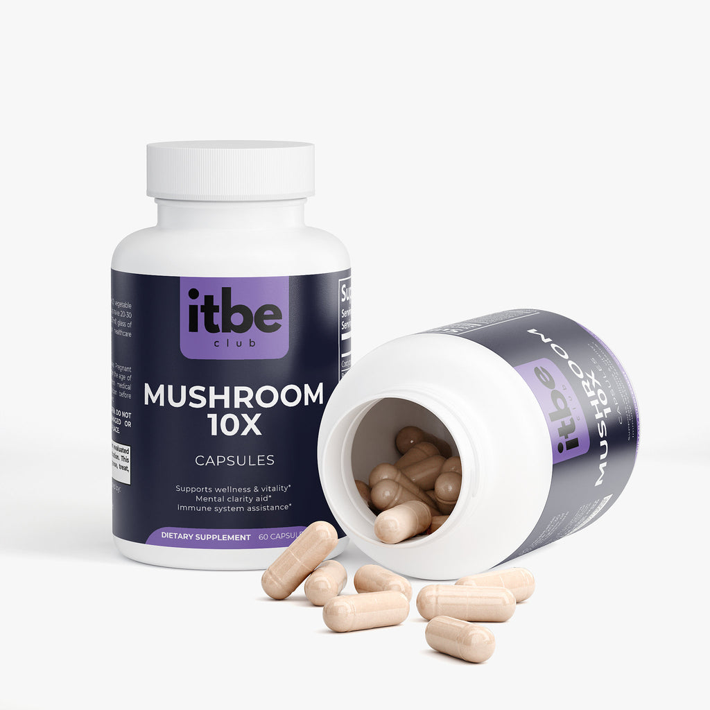 Mushroom 10 X — Ten-Mushroom Adaptogenic Blend | Brain, Immune & Stress Support (60 Capsules)