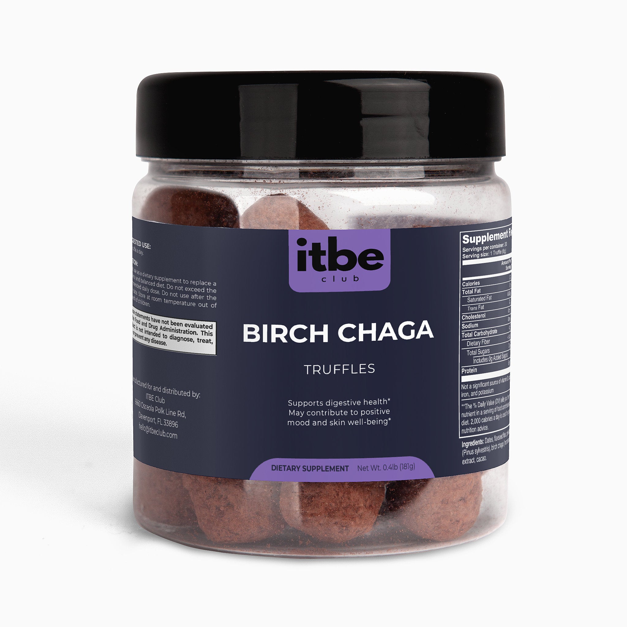 Birch Chaga Truffles — Chocolate | Antioxidant Bites with Fulvic & Humic Acids for Gut Balance (30 Truffles)
