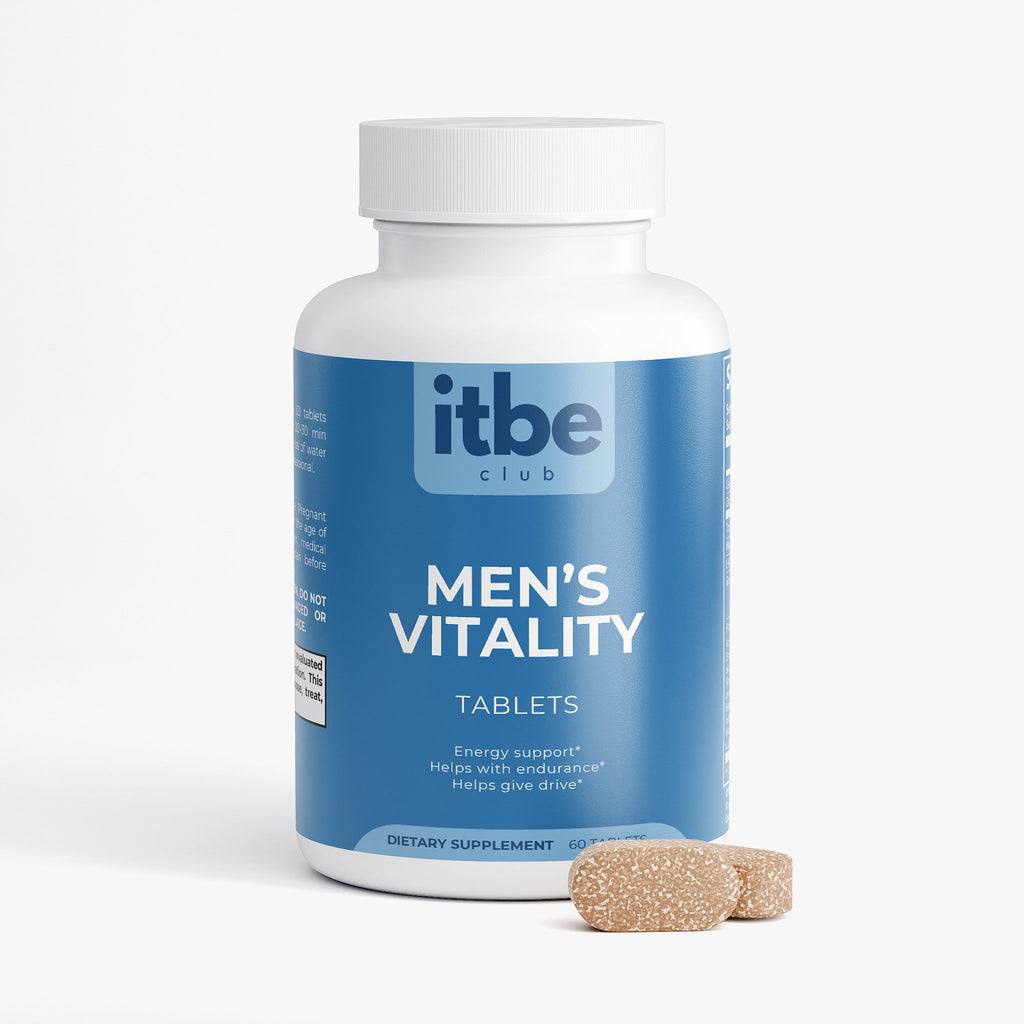 Men’s Vitality — Tongkat Ali, L-Arginine, Ginseng & B12 | Daily Male Wellness Tablets (60 ct)