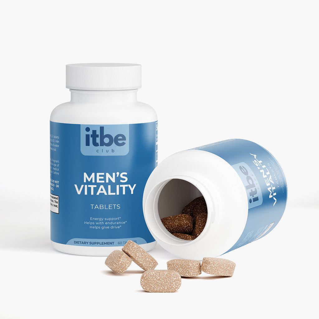 Men’s Vitality — Tongkat Ali, L-Arginine, Ginseng & B12 | Daily Male Wellness Tablets (60 ct)