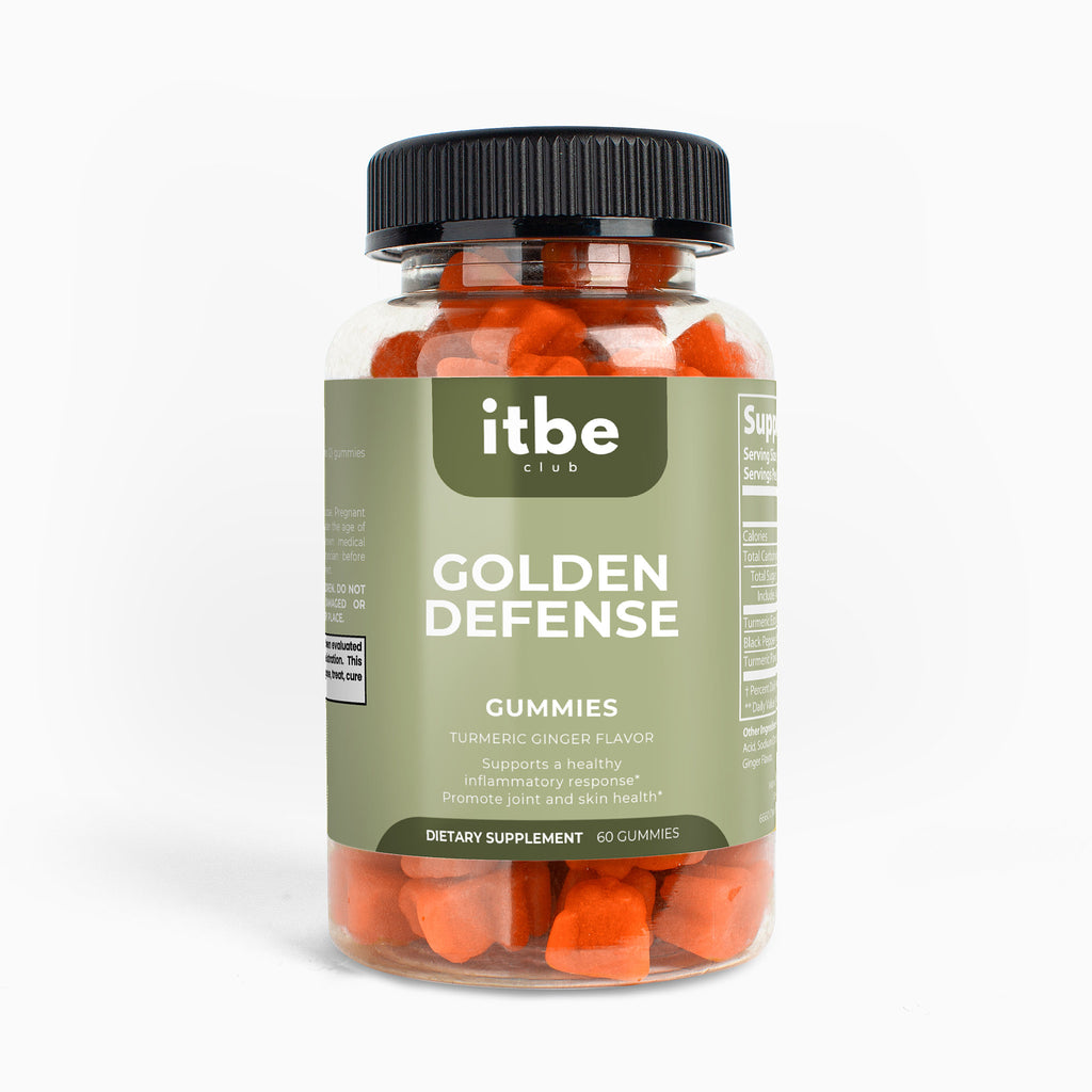 Golden Defense – Turmeric Curcumin Gummies with Black Pepper (60 Gummies) | Antioxidant, Joint, Bone & Skin Support | Turmeric/Ginger Flavor | Made in USA