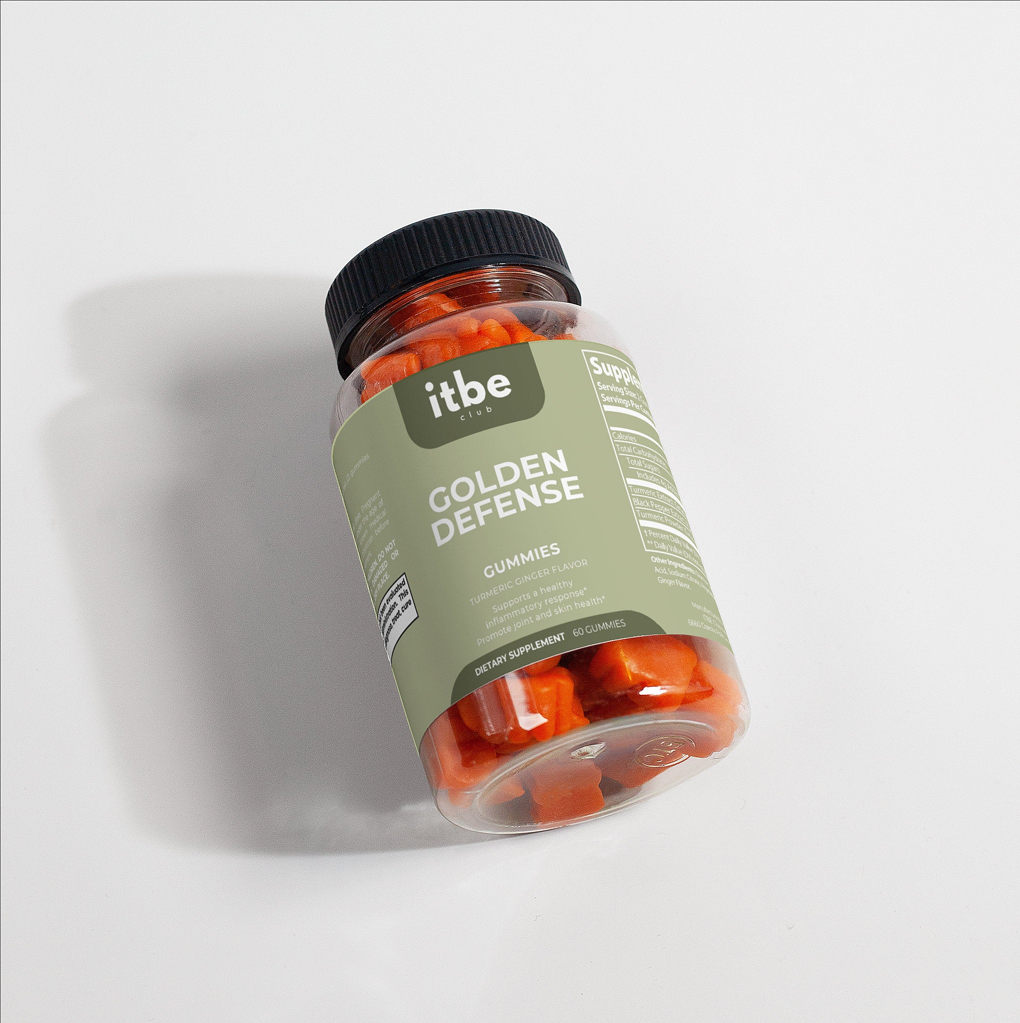 Golden Defense – Turmeric Curcumin Gummies with Black Pepper (60 Gummies) | Antioxidant, Joint, Bone & Skin Support | Turmeric/Ginger Flavor | Made in USA