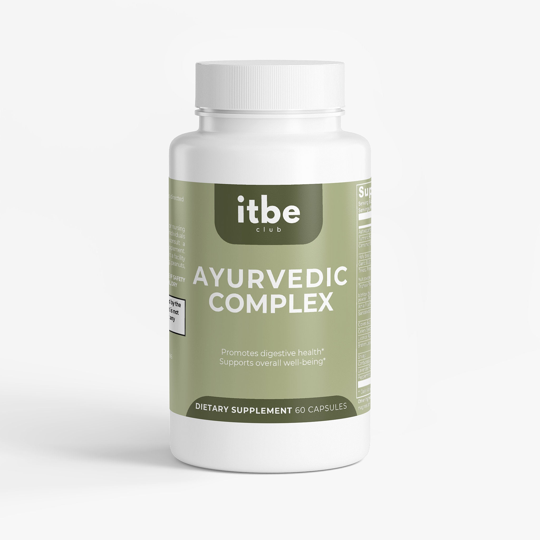 Ayurvedic Complex — Ashwagandha, Turmeric & Holy Basil | Adaptogenic + Digestive Herb Blend (60 Capsules)