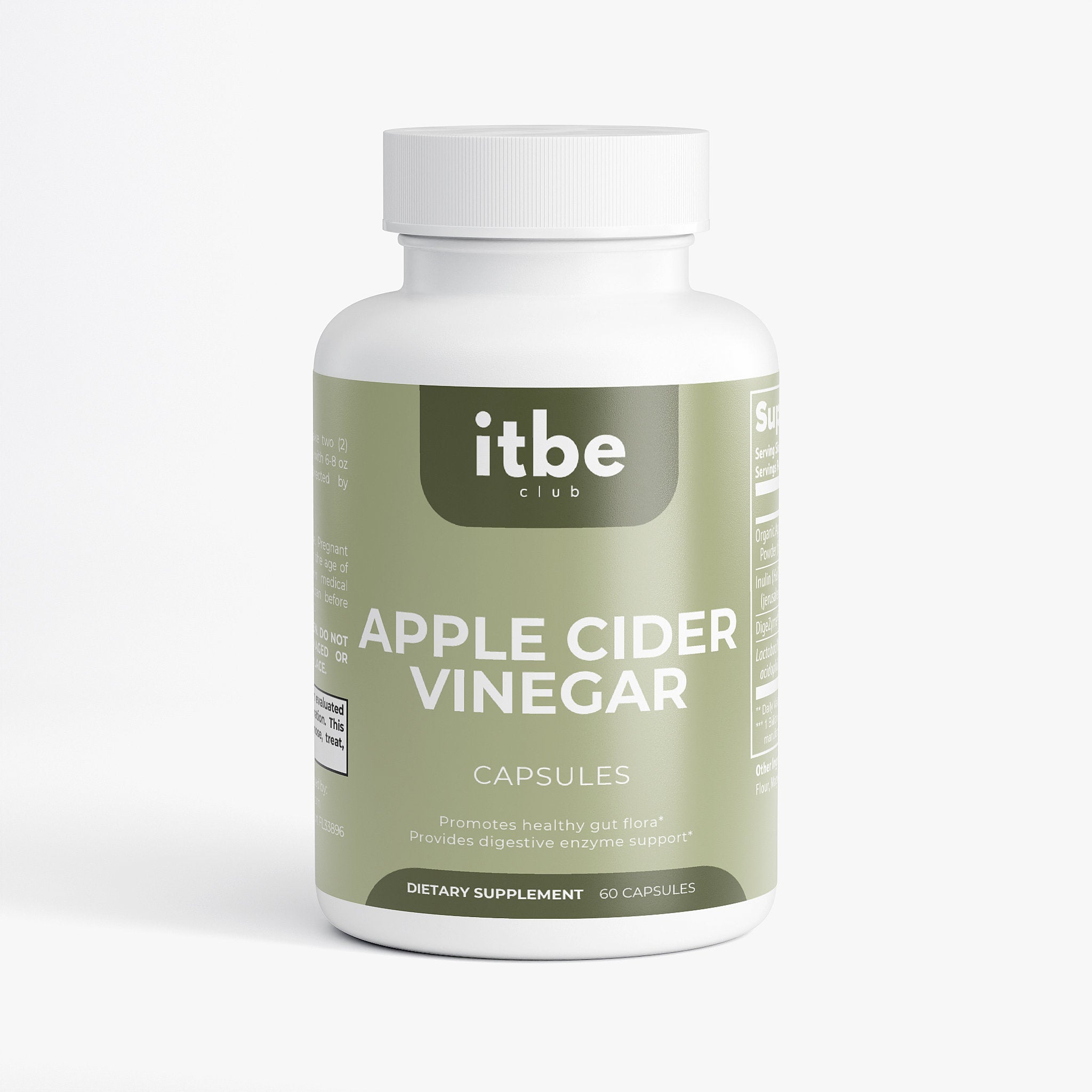 Apple Cider Vinegar Probiotic Capsules — ACV 1000 mg + Inulin Prebiotic, L. acidophilus & Multi-Enzyme Complex (60 Capsules)