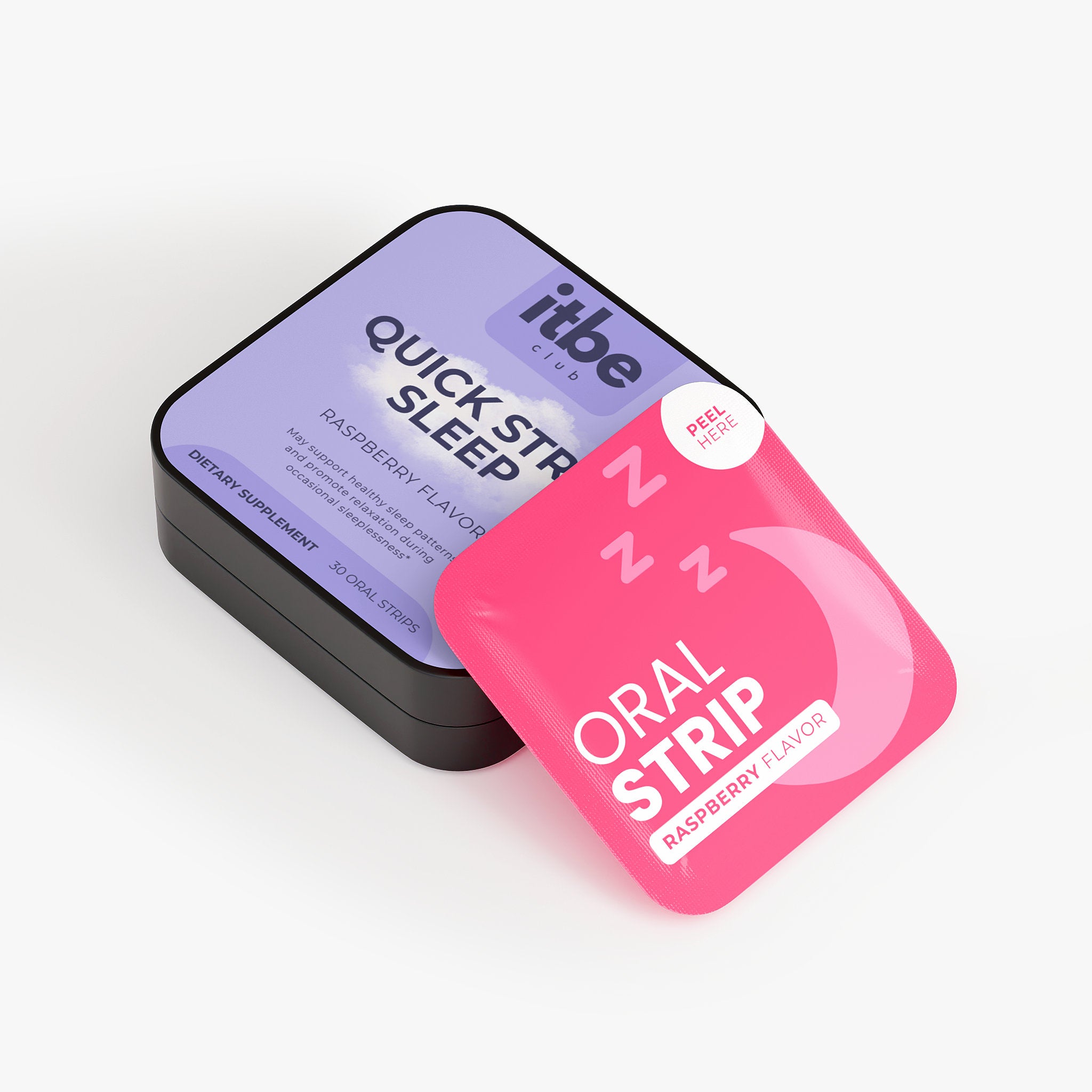 Quick Strip Sleep — Fast-Dissolving Raspberry Sleep Strips with Valerian, Lavender, Chamomile, Hibiscus & Melatonin (30 Strips)