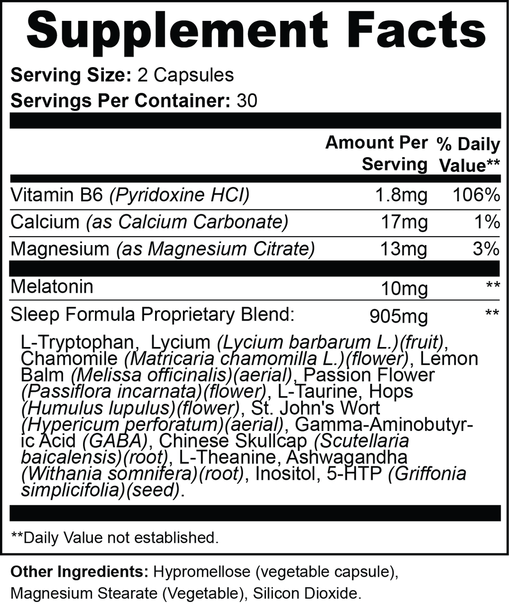 Sleep Support — Melatonin, Magnesium & Calming Botanicals | Nightly Relaxation & Restful Sleep (60 Capsules)