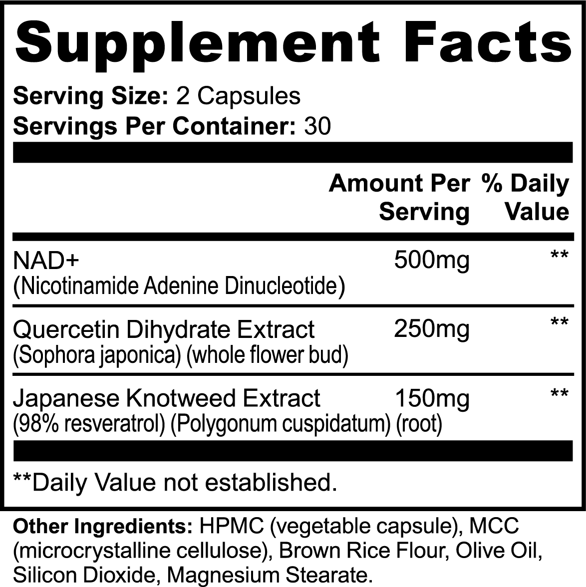 Cellular Energy+ — NAD+ 500 mg with Quercetin & Resveratrol | Daily Cellular & Metabolic Support (60 caps)