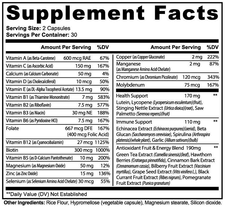 Complete Multivitamin — Daily Vitamins, Minerals & Antioxidant Herbal Blend (60 caps)