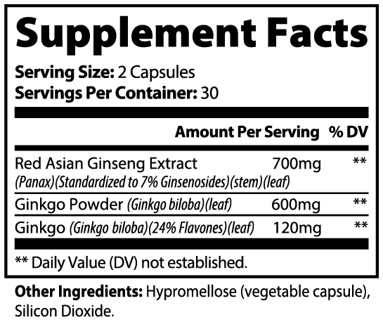 Ginkgo Biloba + Asian Ginseng — Circulation, Focus & Everyday Energy (60 Capsules)