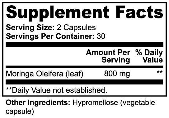 Moringa Pure — Moringa Oleifera Leaf, Vegan Capsules (60 caps)
