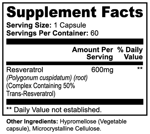 Resveratrol 50% 600 mg — Polygonum cuspidatum Extract | Antioxidant Wellness (60 caps)