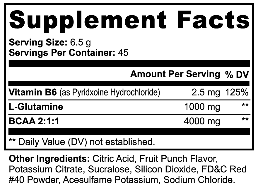 BCAA Shock Powder — Fruit Punch | 5,000 mg BCAAs (2:1:1) + Glutamine for Lean Muscle & Recovery (292 g)