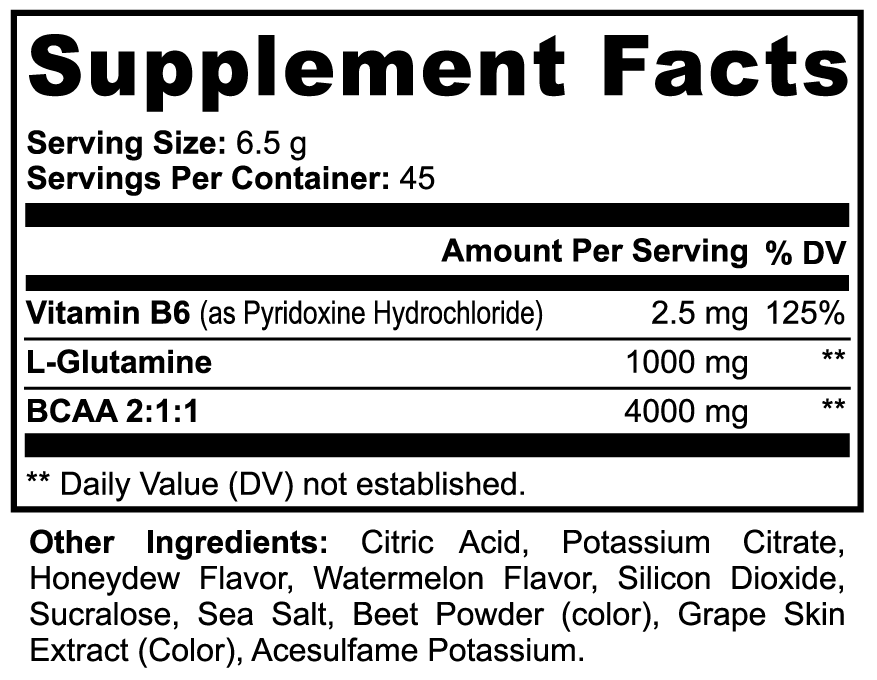 BCAA Recovery Fuel — Honeydew/Watermelon | 5,000 mg BCAAs (2:1:1) + Glutamine for Muscle Repair & Hydration Support (292 g)