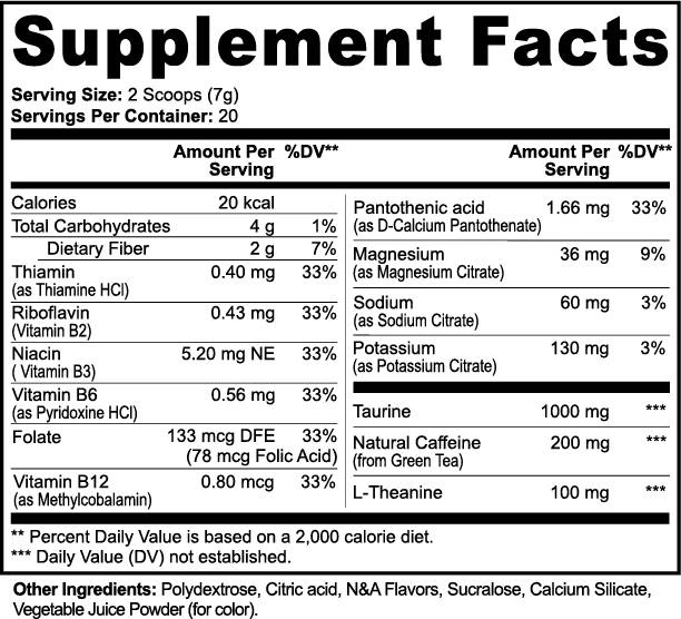 Essential Energy Pre-Workout — Fruit Punch | Caffeine + L-Theanine, Electrolytes, B-Vitamins (140 g)