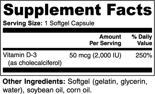 Vitamin D3 — Bone, Muscle & Immune Support (100 Softgels)