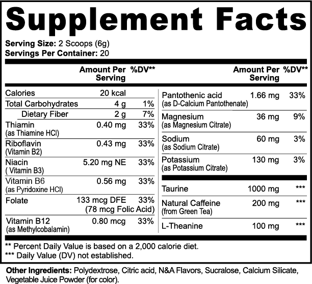 Essential Energy Pre-Workout — Yuzu | Sugar-Free Clean Focus with Caffeine, L-Theanine, Electrolytes & B-Vitamins (120 g)