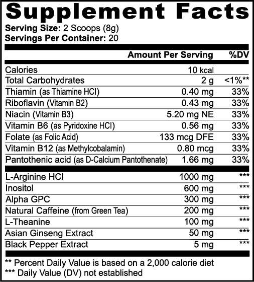 Focus Powder — Sour Grape | Alpha-GPC, Natural Caffeine & L-Theanine for Clean Focus + B-Vitamin Blend (165 g)