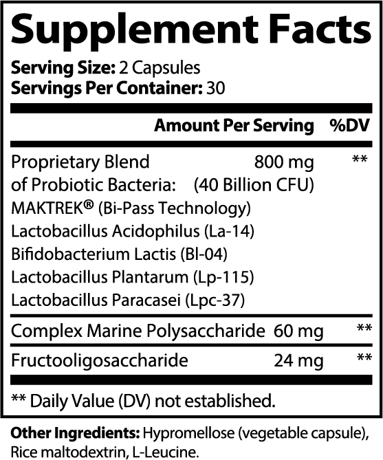 Probiotic Balance+ 40B — 40 Billion with Prebiotics — 4-Strain Daily Gut Support with MAKTREK® Bi-Pass Technology (60 Capsules)